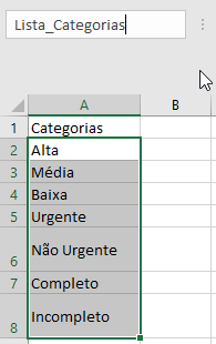 lista de dados para validação