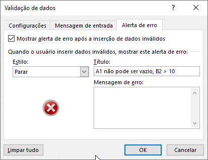 personalizando a mensagem de erro