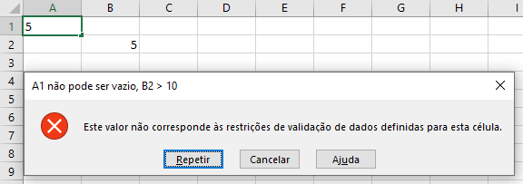 mensagem de erro personalizada